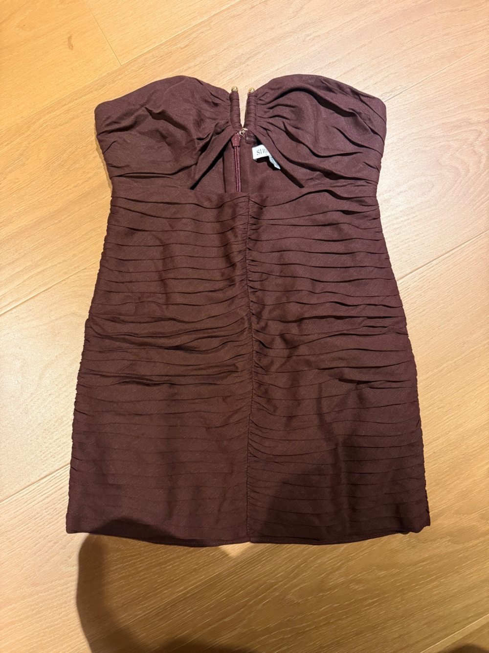Shona Joy Brown Strapless Mini Dress